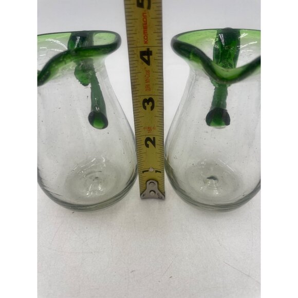 Vintage Mexican Hand Blown Pitcher Recycled Glass w Tequila Green Trim - Picture 6 of 6